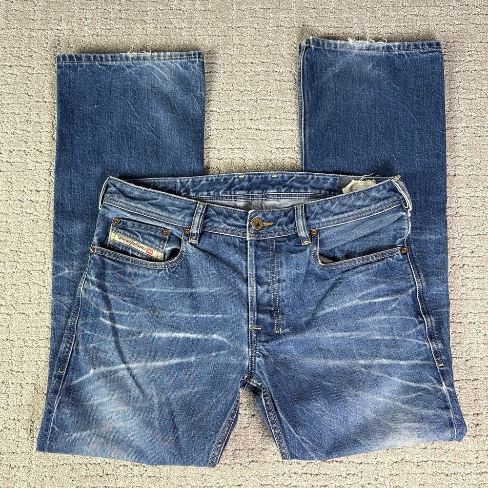 Diesel Zatiny Jeans Size 32 Blue Regular Bootcut Med Wash Button Fly Denim Y2K